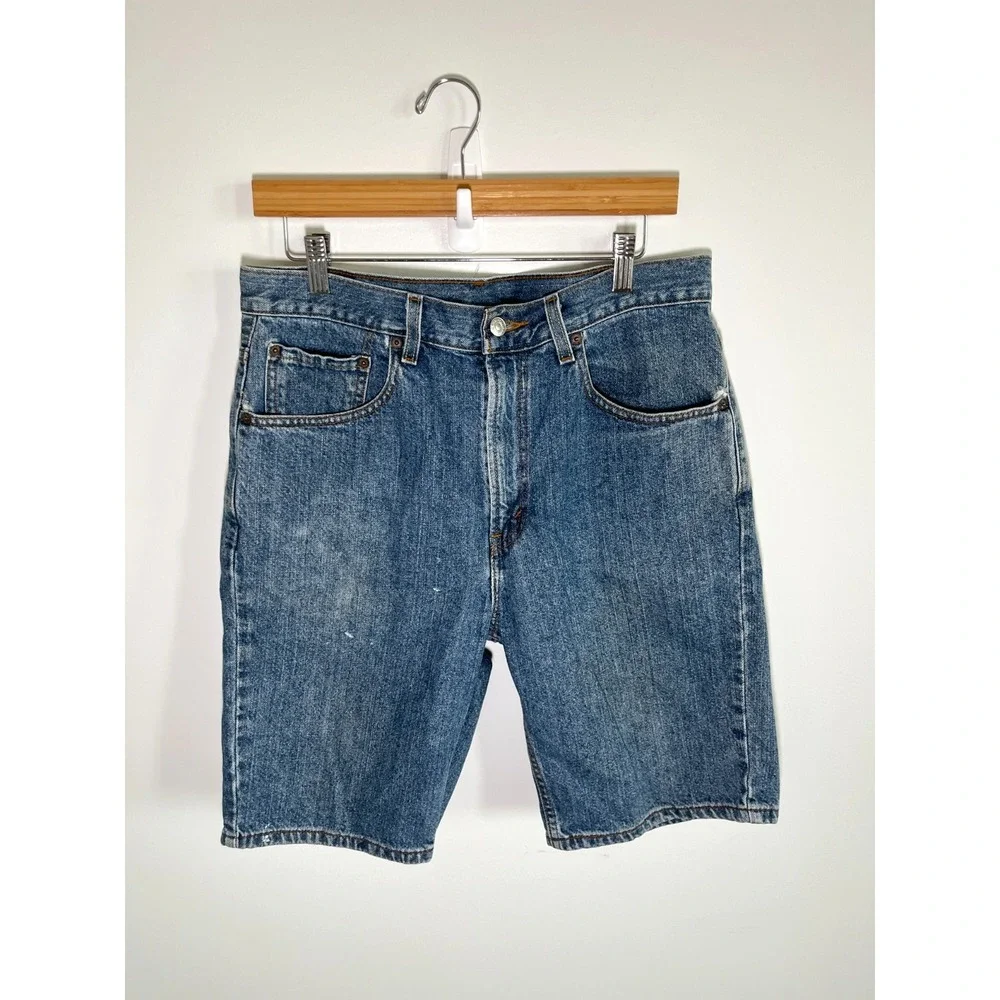 Levis 505 Womens Jean Shorts 33 Blue Y2K Baggy Jorts Cowgirl‎ Rodeo Western